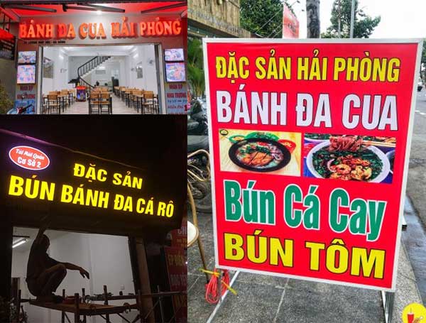 Làm biển quảng cáo cửa hàng bánh đa cua