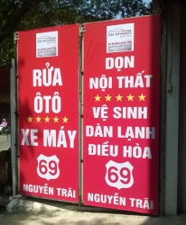 Thi công biển bạt rửa xe máy tại Hải Phòng